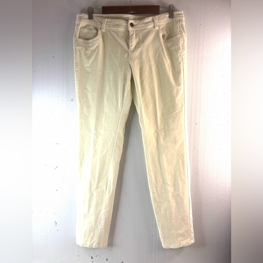 Garnet Hill 10P 34x28 Cream Straight Leg Velvet Low Pile Pants - Petite